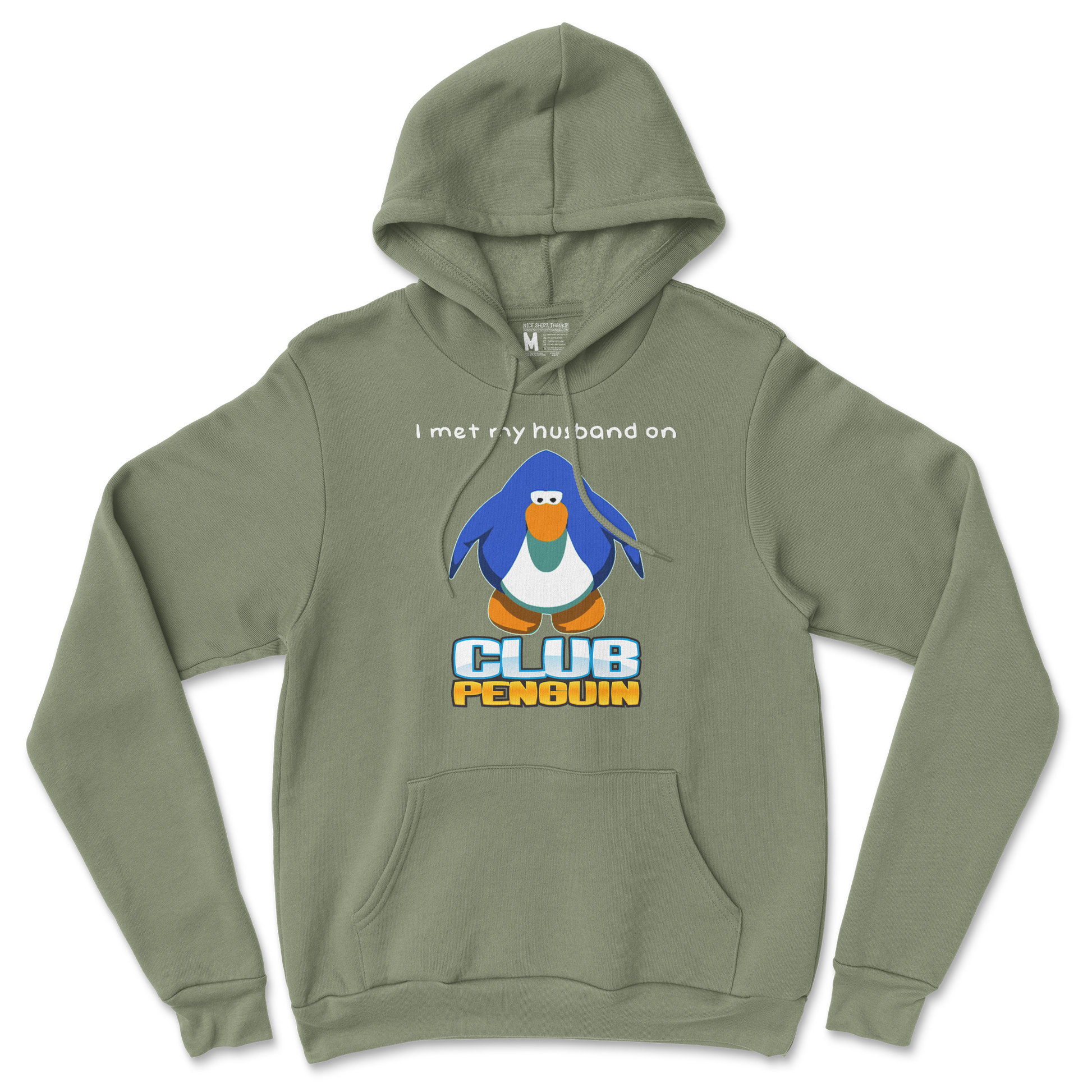 Gildan SoftStyle Hoodie Club Penguin Husband  in Military-Green