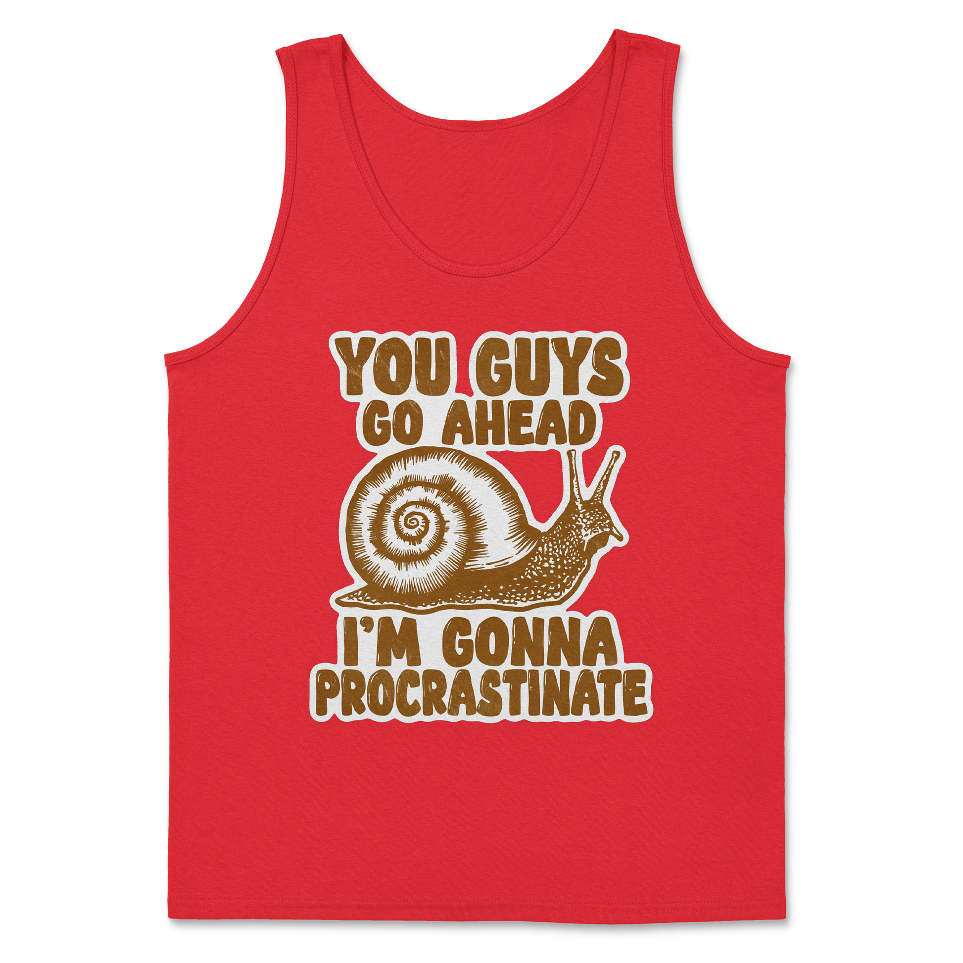 The Nice Shirt Tank Top Procrastinating Snail  in Red