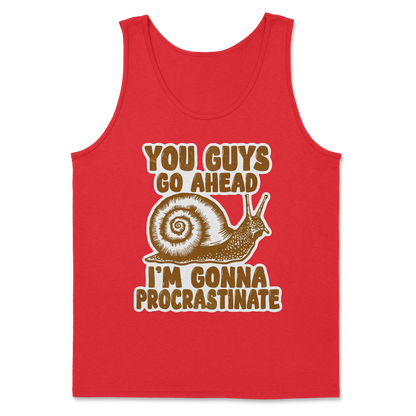 The Nice Shirt Tank Top Procrastinating Snail  in Red