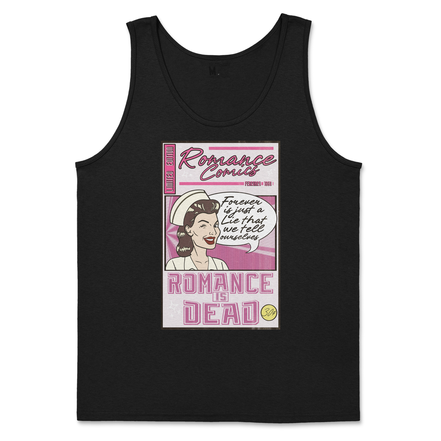 Gildan SoftStyle Tank Top Romance is Dead in Black