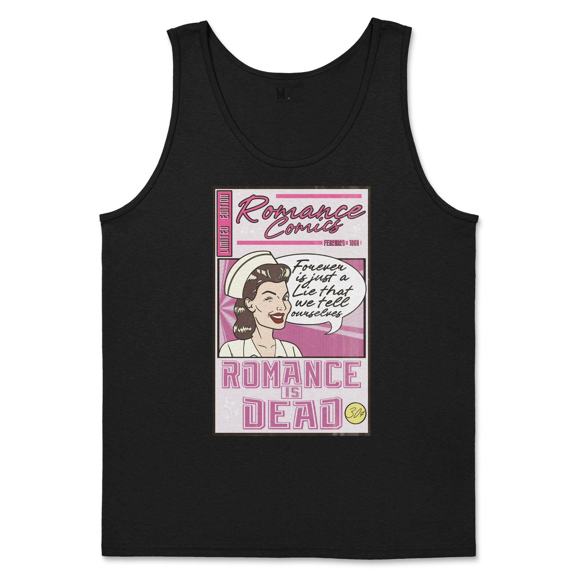 Gildan SoftStyle Tank Top Romance is Dead in Black