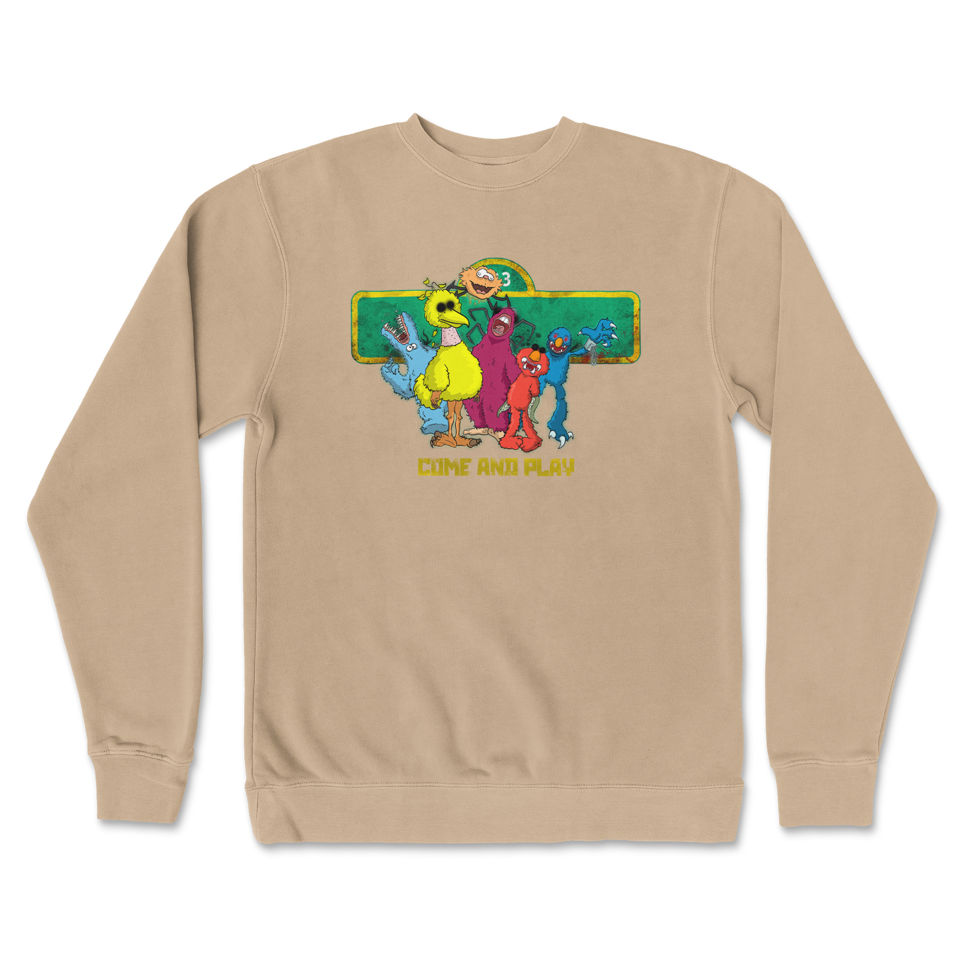 Independent Clothing Co. Crew Neck Cursed Sesame Street in Sandstone