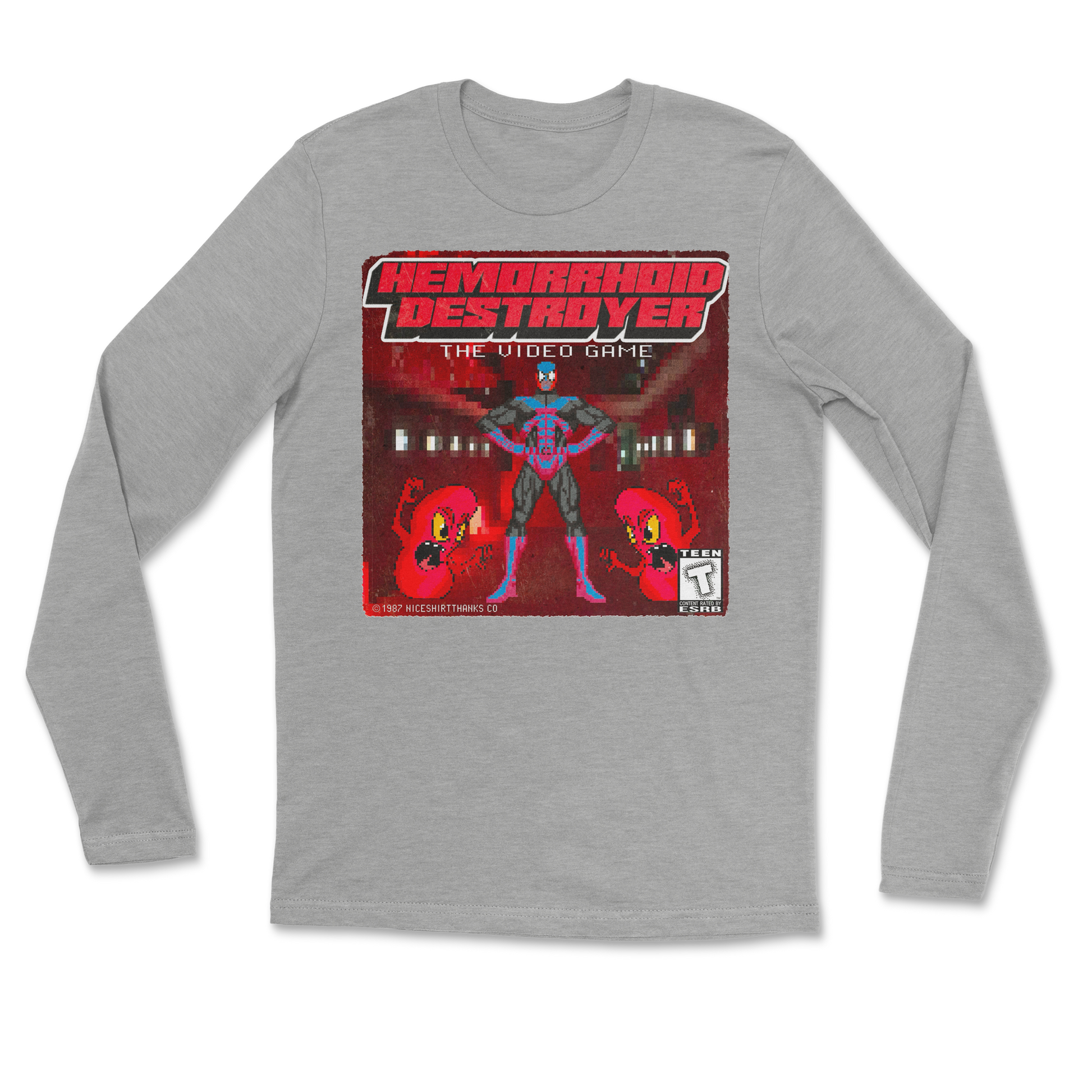 The Nice Shirt Long Sleeve Hemorrhoid Destroyer  in Heather-Gray