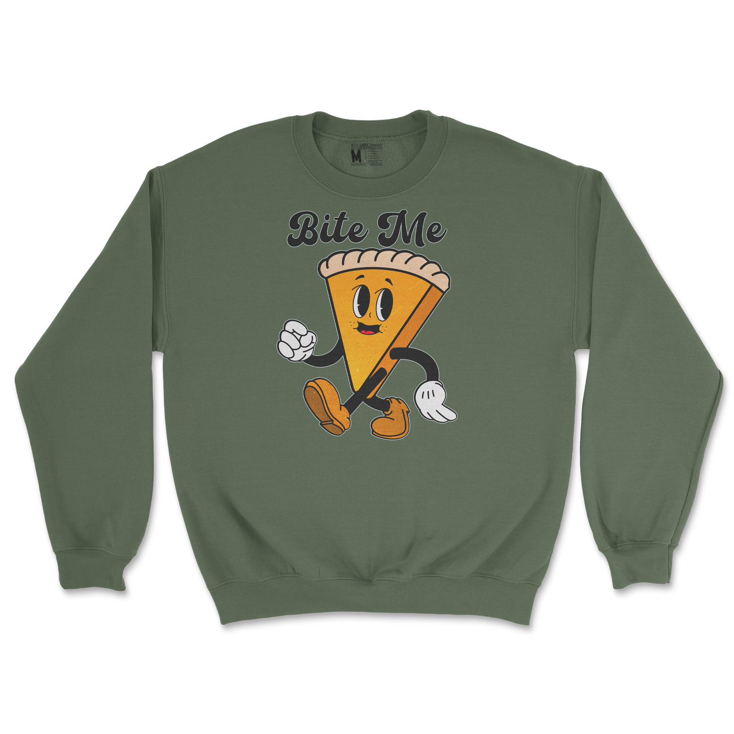 Gildan SoftStyle Crew Neck Bite Me  in Military-Green