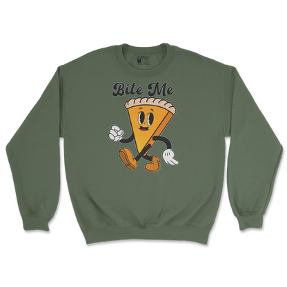 Gildan SoftStyle Crew Neck Bite Me  in Military-Green