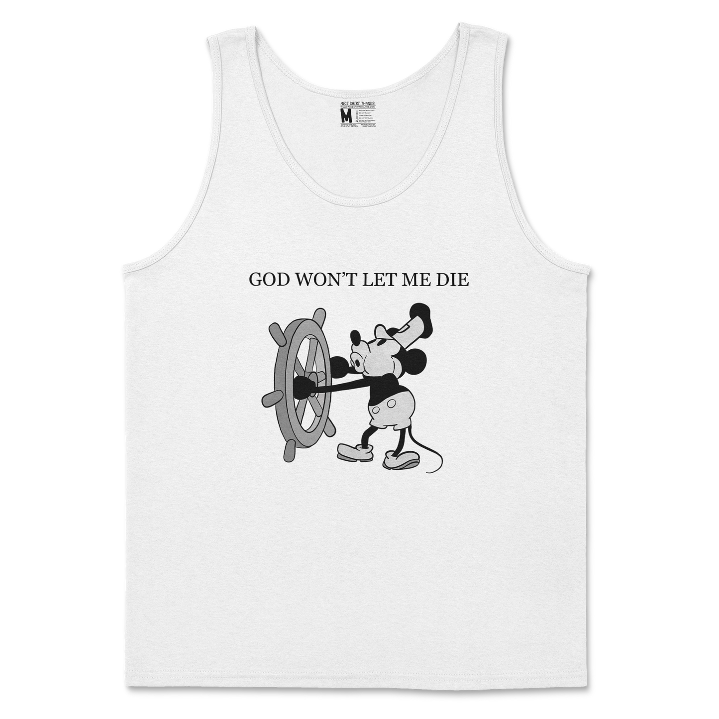 Gildan SoftStyle Tank Top God Wont Let Me Die in White