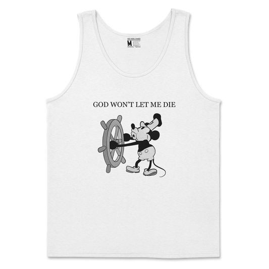 Gildan SoftStyle Tank Top God Wont Let Me Die in White