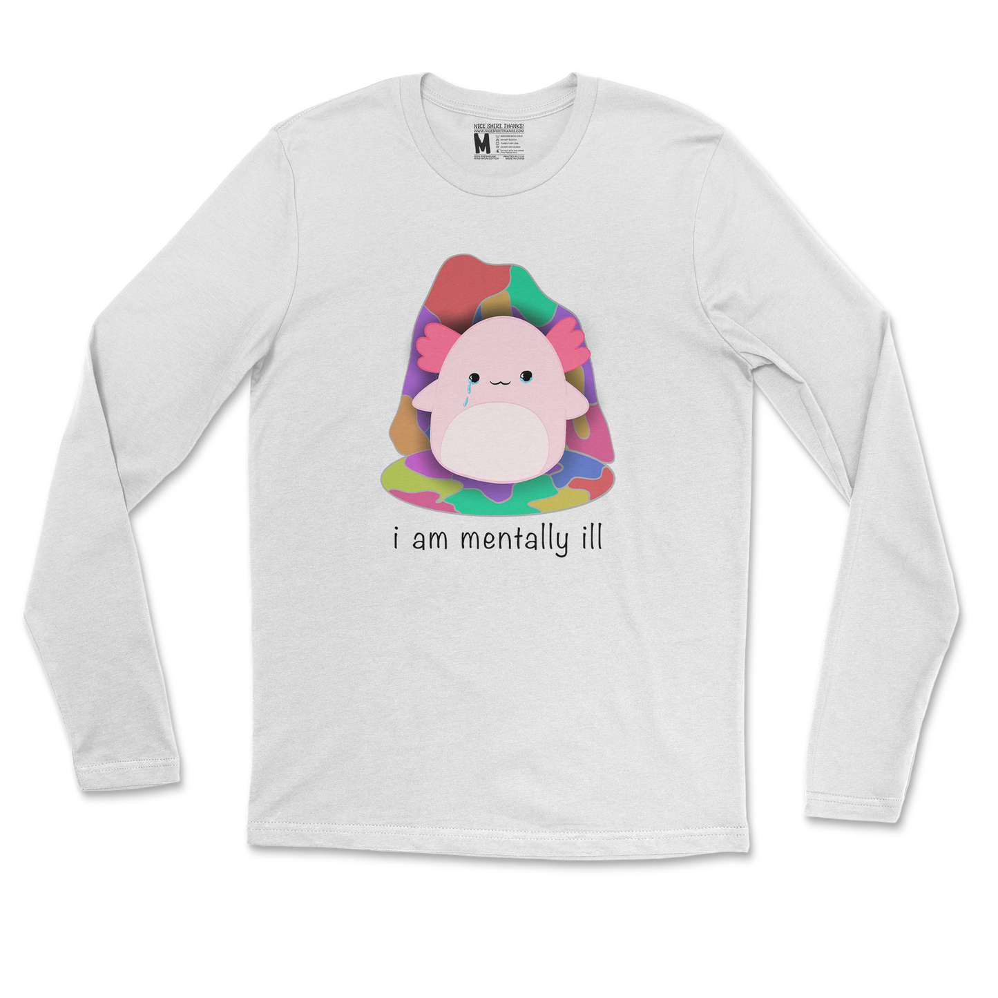 Gildan SoftStyle Long Sleeve Mentally Ill and Squishy in White