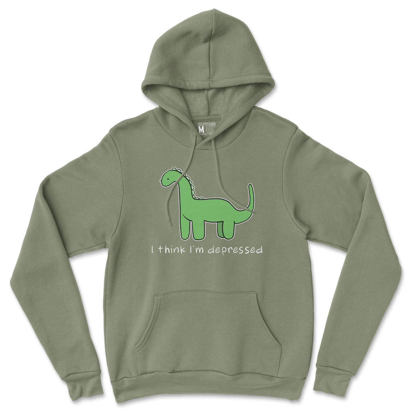 Gildan SoftStyle Hoodie Depressed Dino  in Military-Green