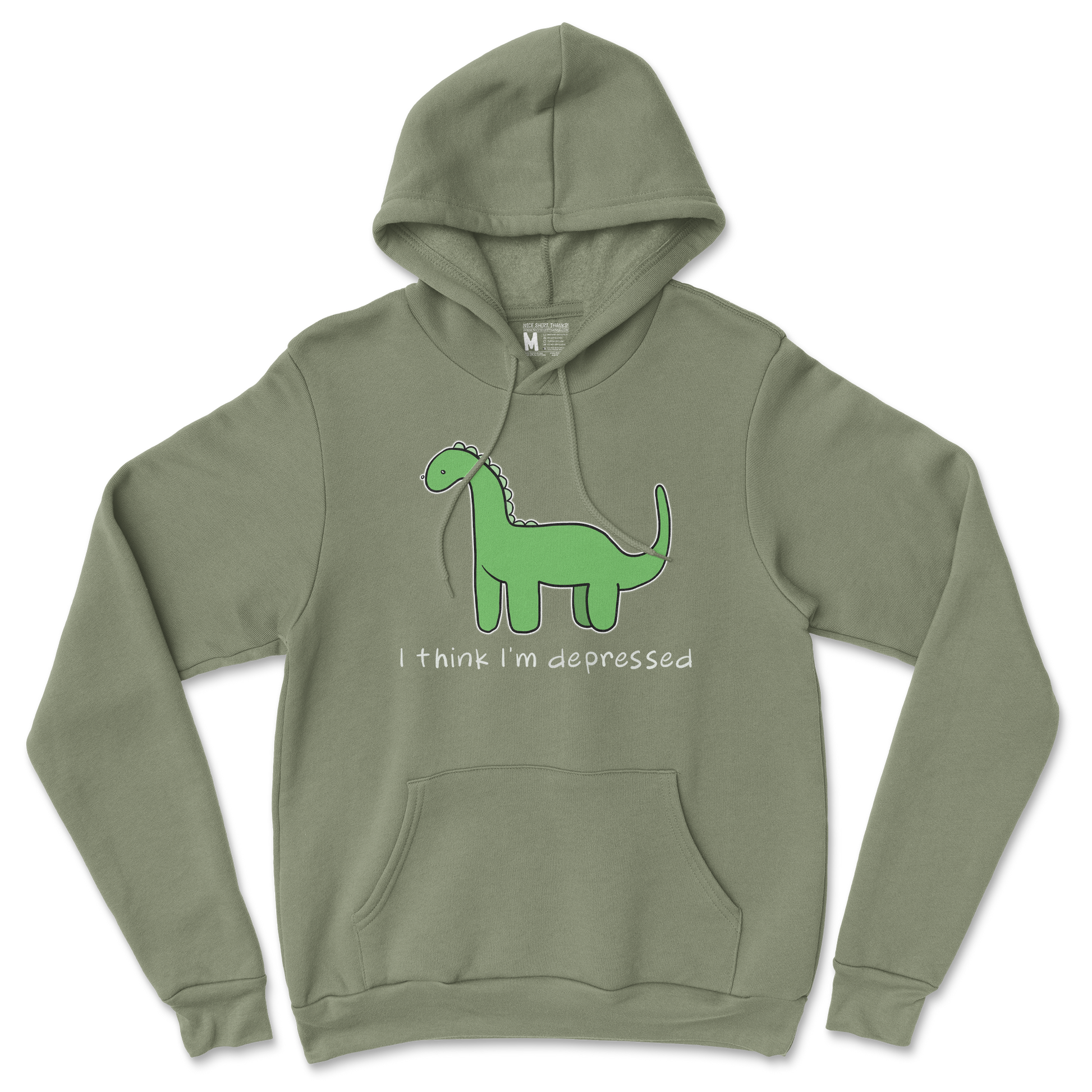 Gildan SoftStyle Hoodie Depressed Dino  in Military-Green