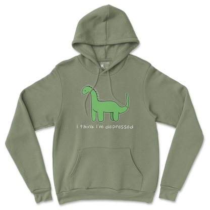 Gildan SoftStyle Hoodie Depressed Dino  in Military-Green