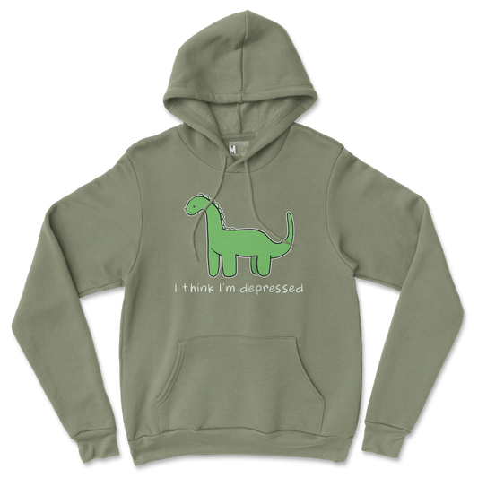 Gildan SoftStyle Hoodie Depressed Dino  in Military-Green