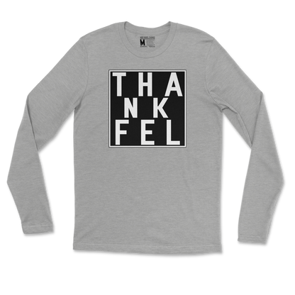 Gildan SoftStyle Long Sleeve THANKFEL in Heather-Gray