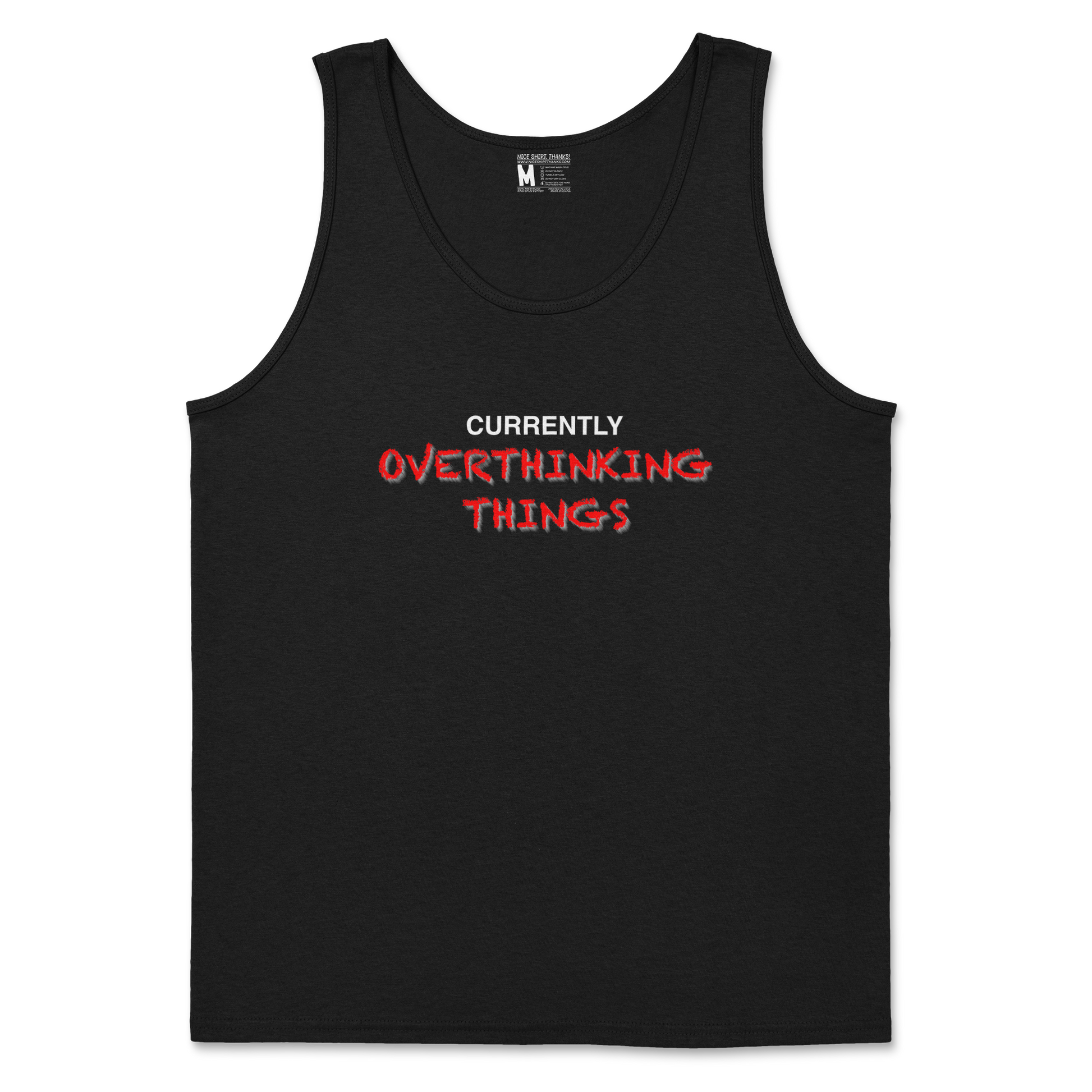 Gildan SoftStyle Tank Top For Our Lil Overthinker in Black