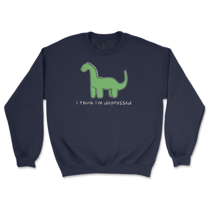 Gildan SoftStyle Crew Neck Depressed Dino  in Navy