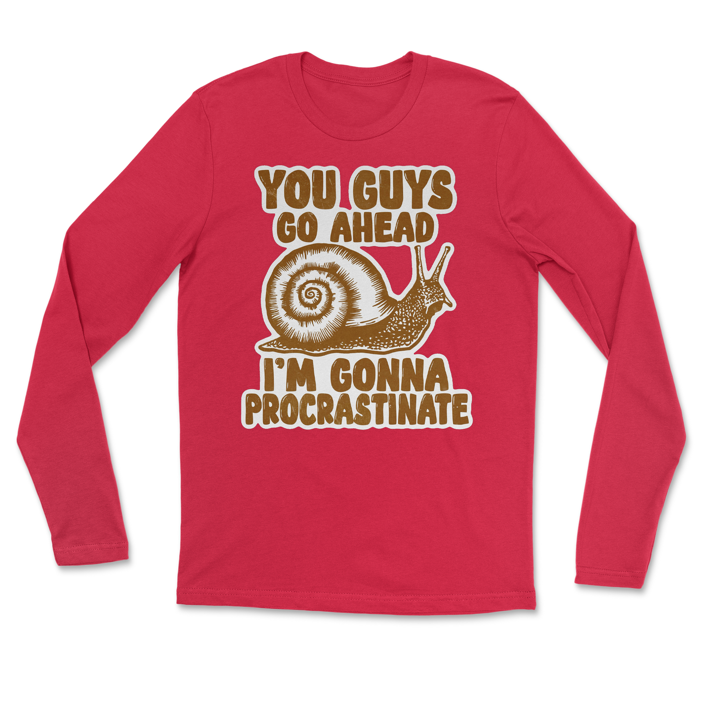 The Nice Shirt Long Sleeve Procrastinating Snail  in Red