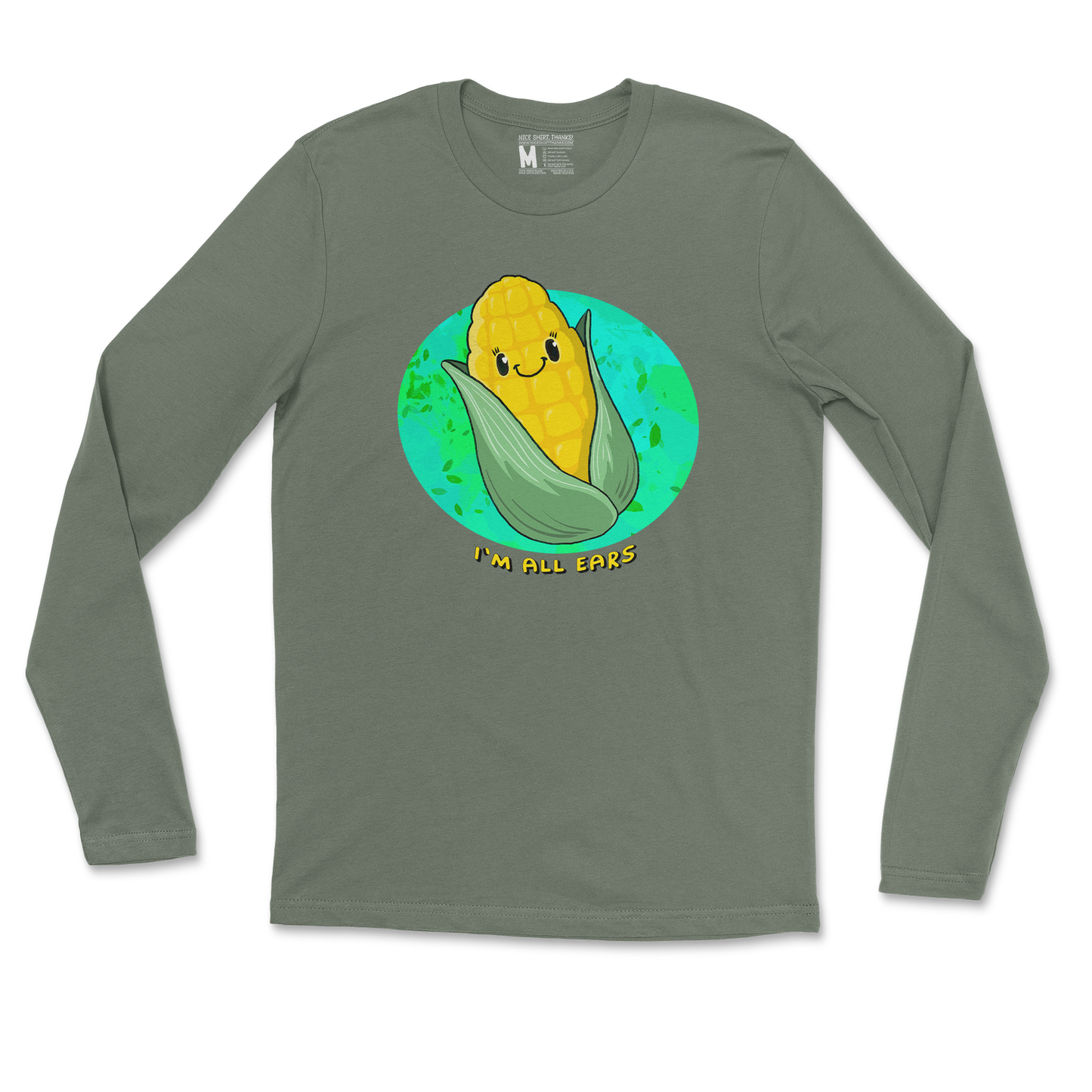 Gildan SoftStyle Long Sleeve Mmm Corn in Military Green