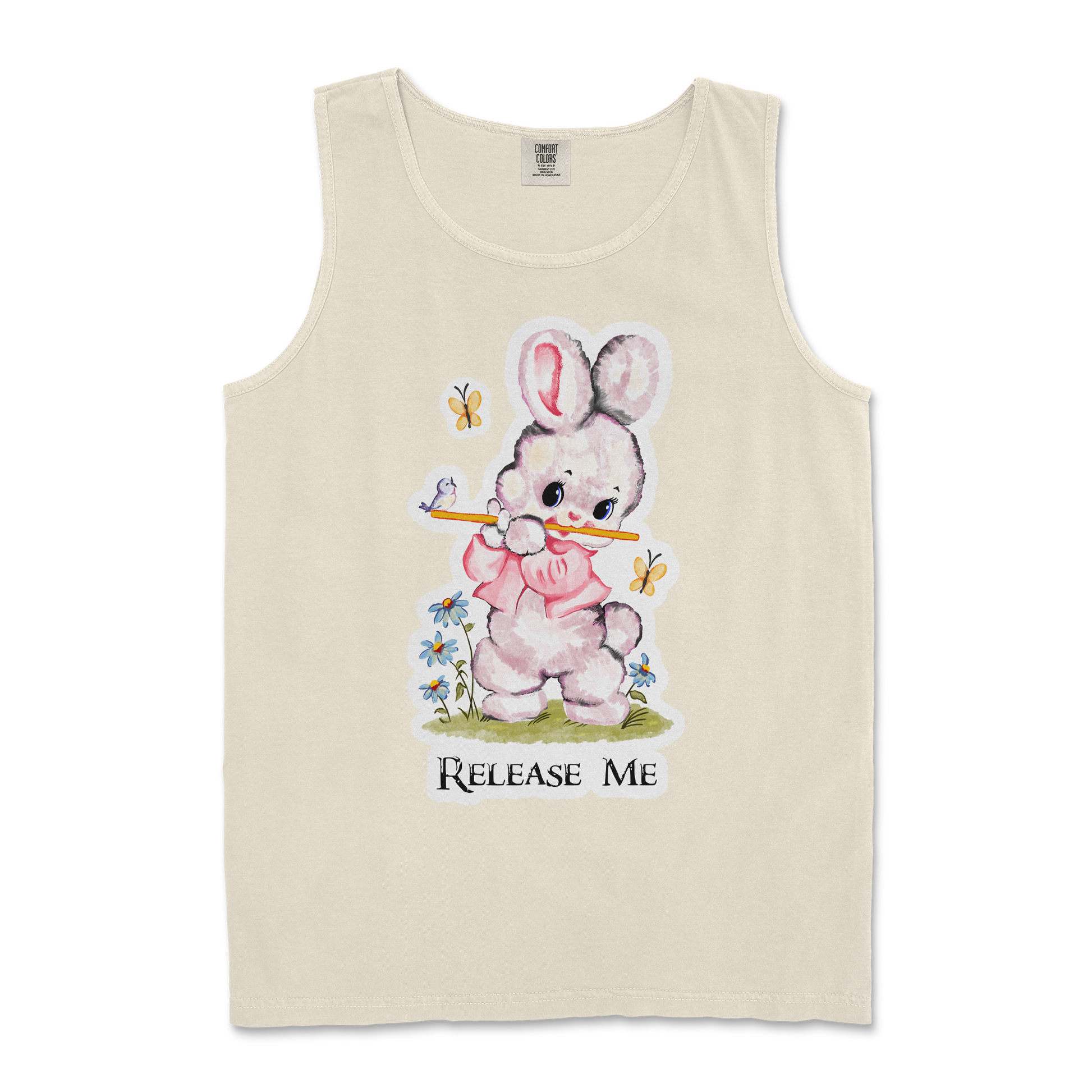 Comfort Colors Tank Top Cute Bunny in Ivory