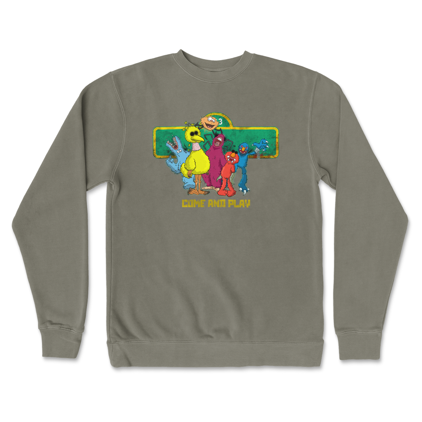 Independent Clothing Co. Crew Neck Cursed Sesame Street in Army