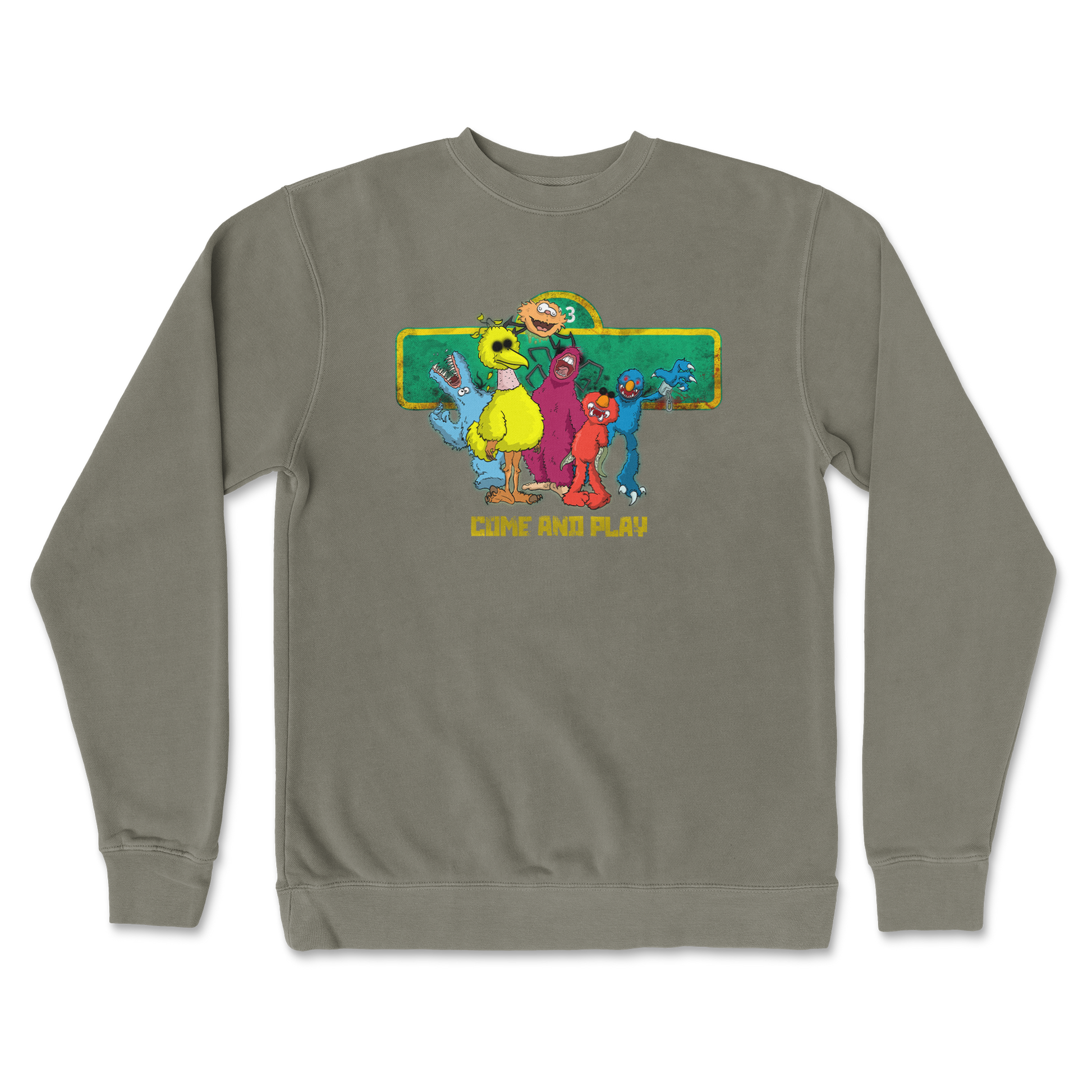 Independent Clothing Co. Crew Neck Cursed Sesame Street in Army