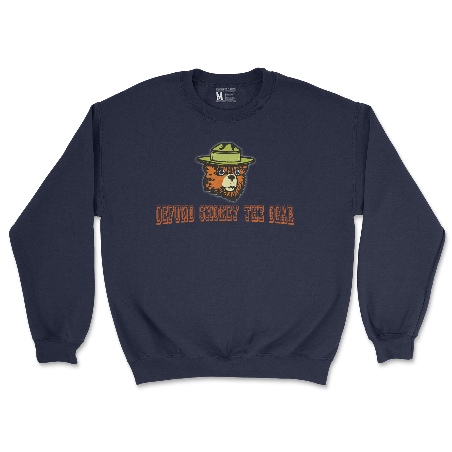 Heavy Blend Crew Neck Defund Smokey Bear in Navy