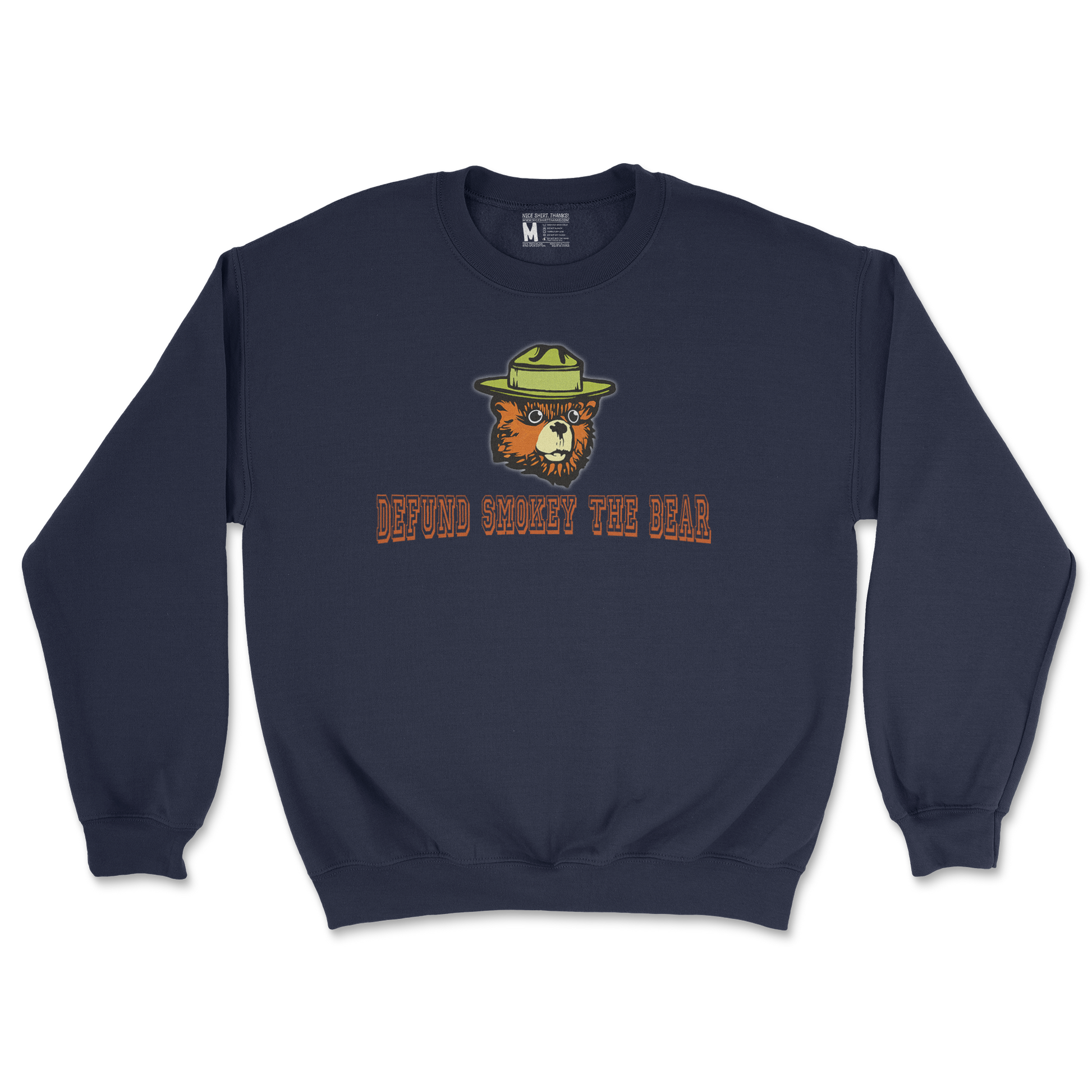 Heavy Blend Crew Neck Defund Smokey Bear in Navy