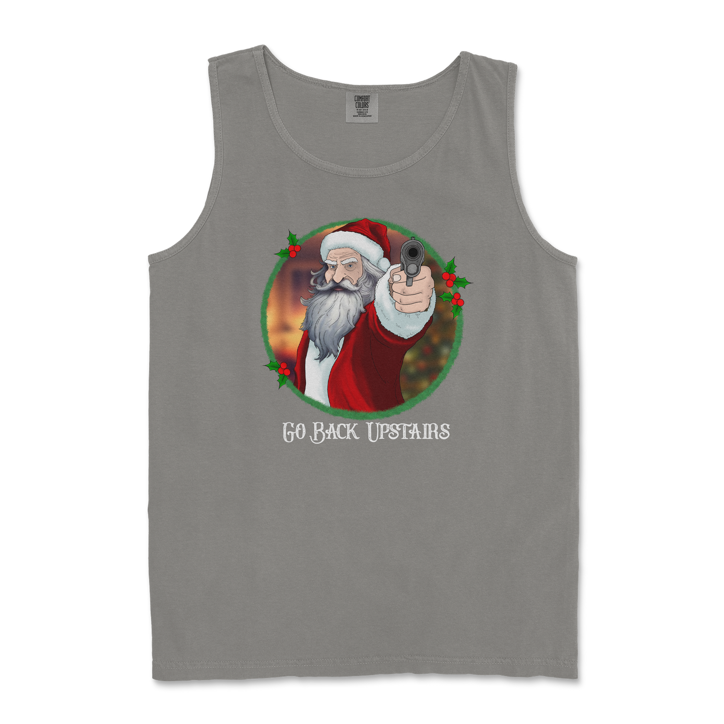 Comfort Colors Tank Top Angry Santa  in Grey