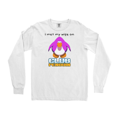 Comfort Colors Long Sleeve Club Penguin Wife  in White