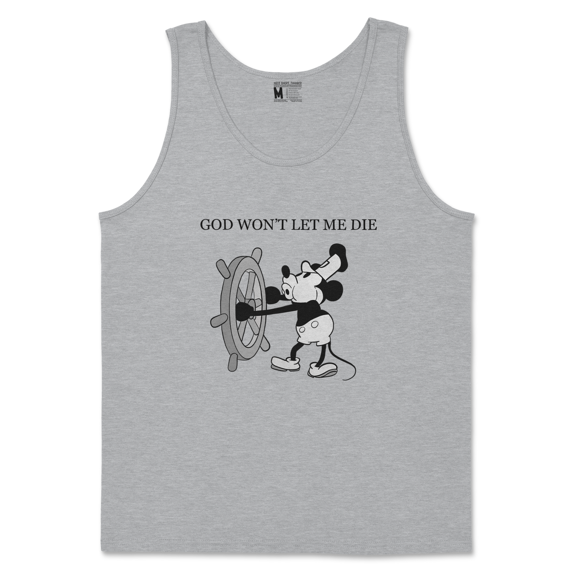 Gildan SoftStyle Tank Top God Wont Let Me Die in Sports Grey