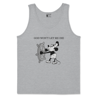 Gildan SoftStyle Tank Top God Wont Let Me Die in Sports Grey