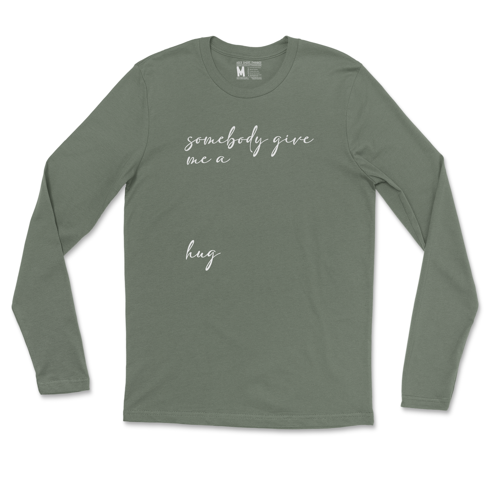 Gildan SoftStyle Long Sleeve Hug Me in Military Green