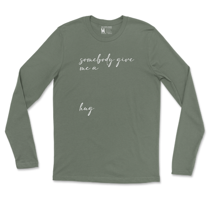 Gildan SoftStyle Long Sleeve Hug Me in Military Green