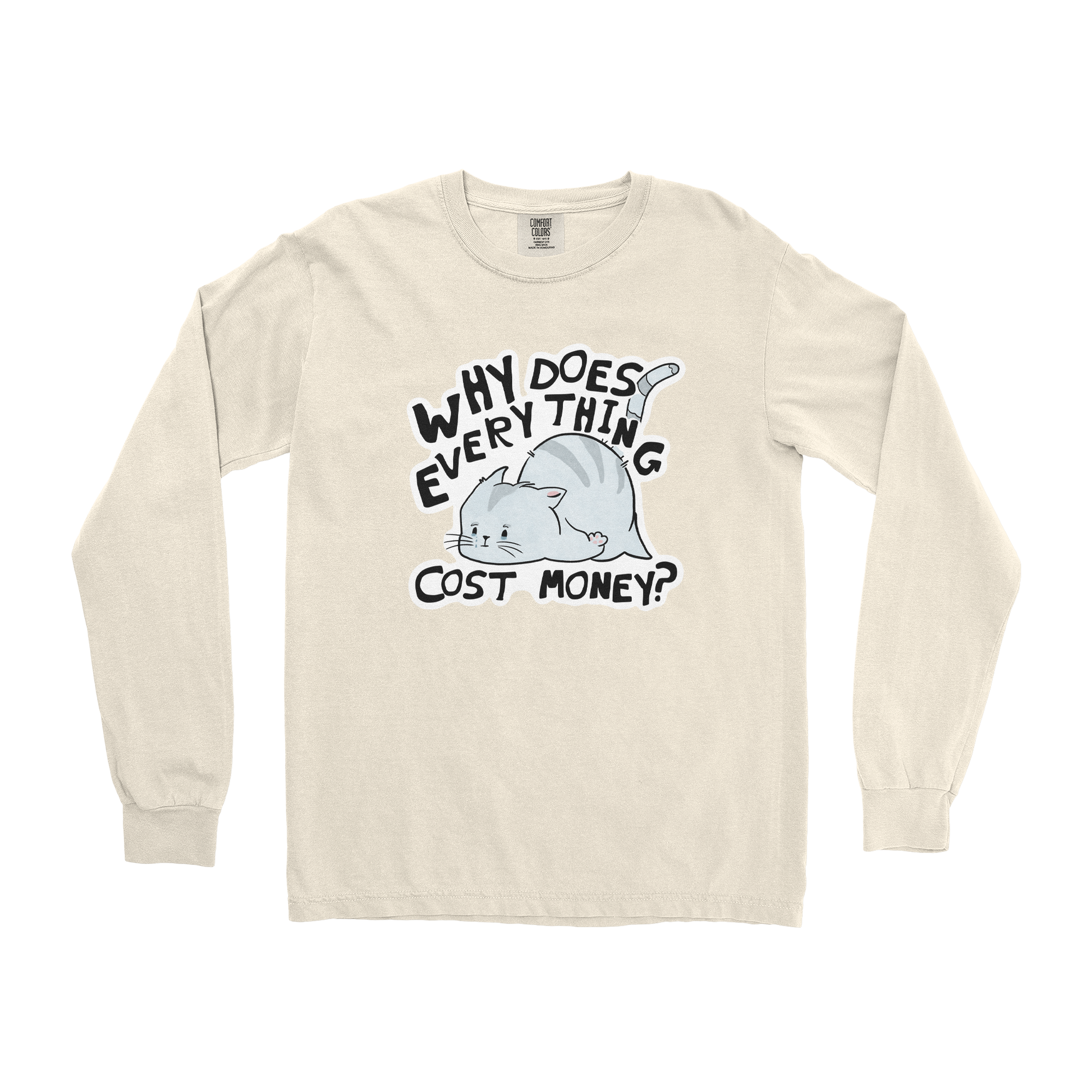 Comfort Colors Long Sleeve Broke Cat in Ivory