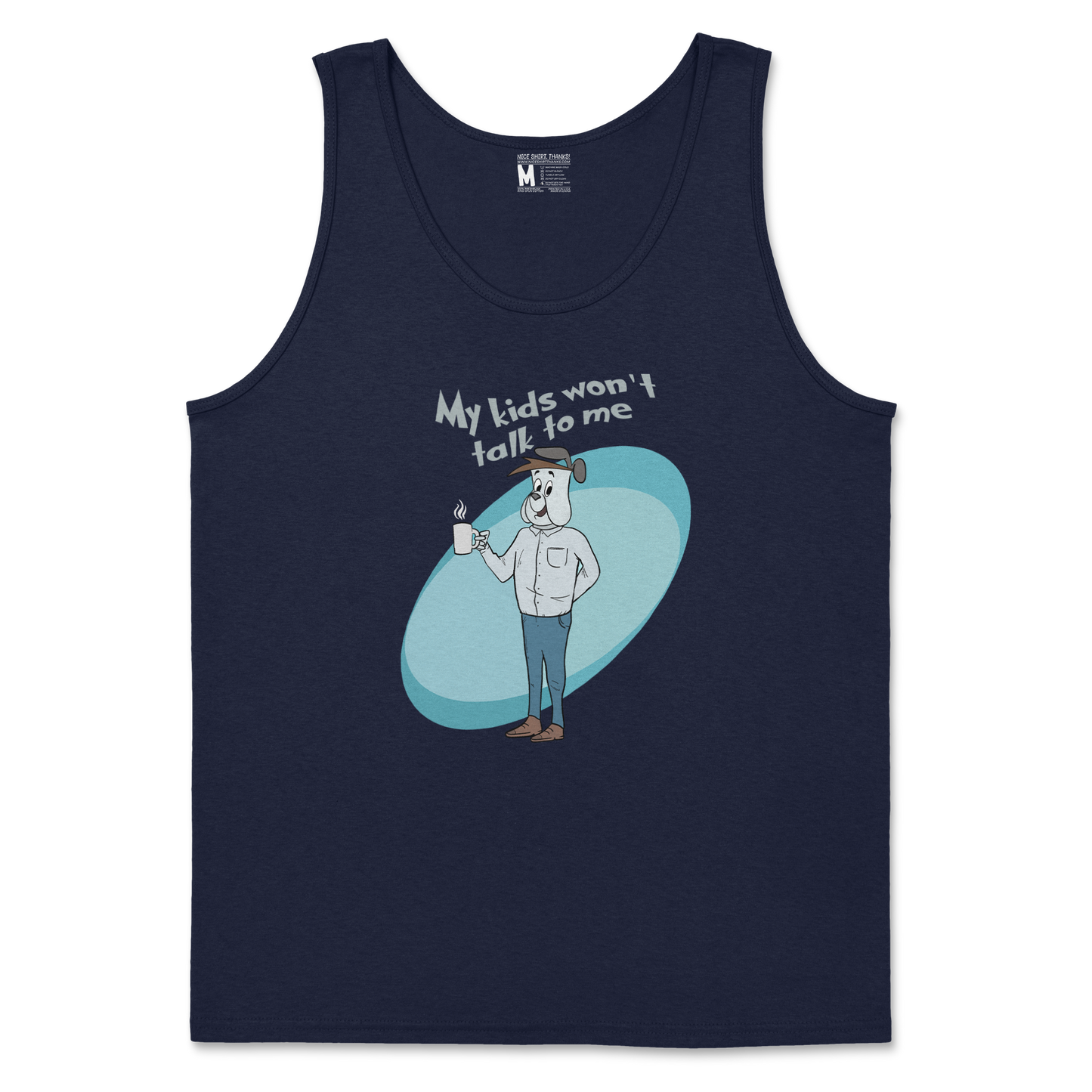 Gildan SoftStyle Tank Top My Kids Wont Talk To Me in Navy