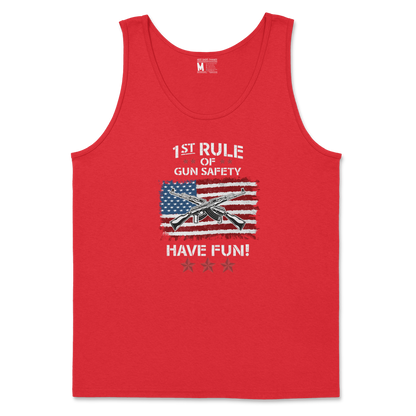 Gildan SoftStyle Tank Top 1st Rule of Gun Safety in Red