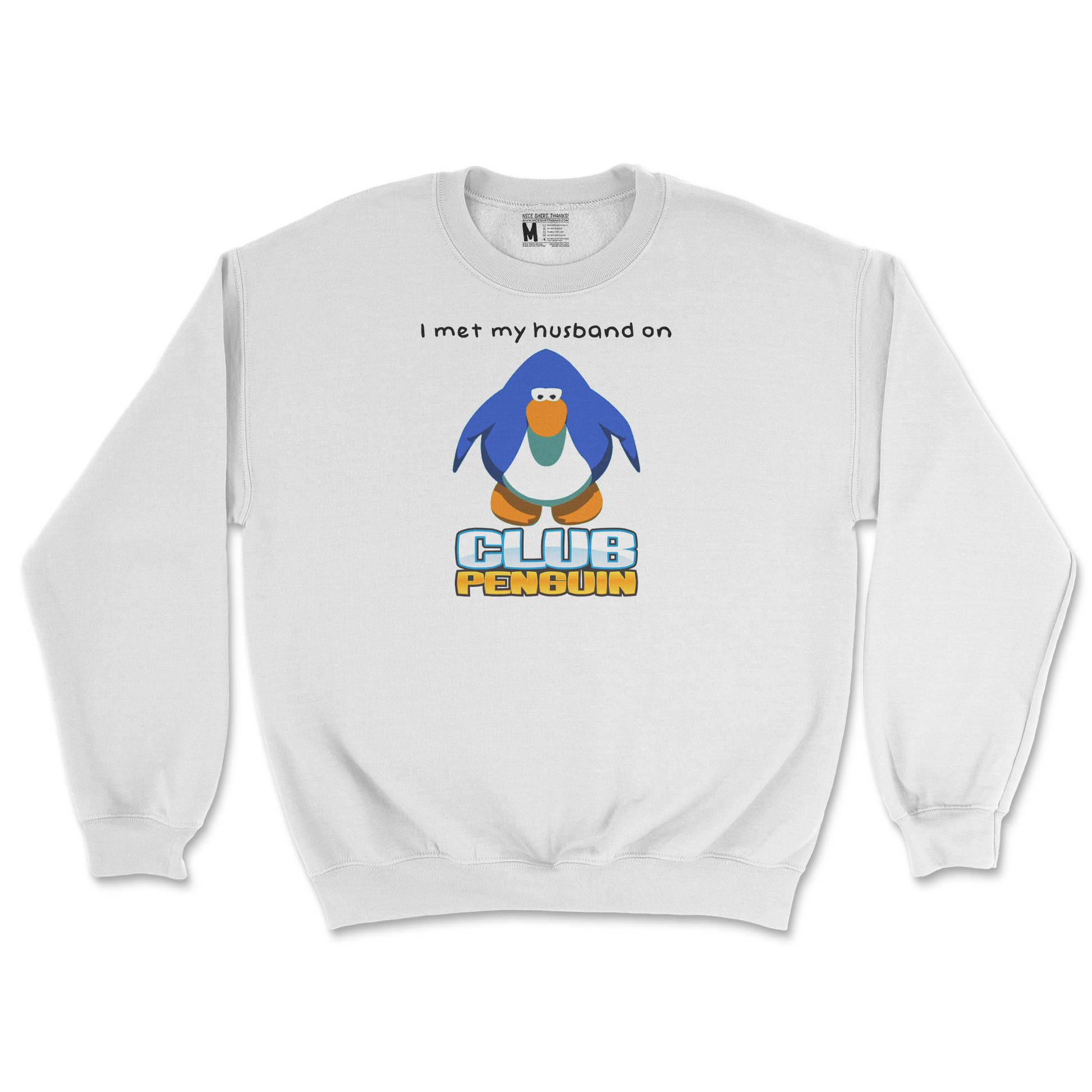 Gildan SoftStyle Crew Neck Club Penguin Husband  in White