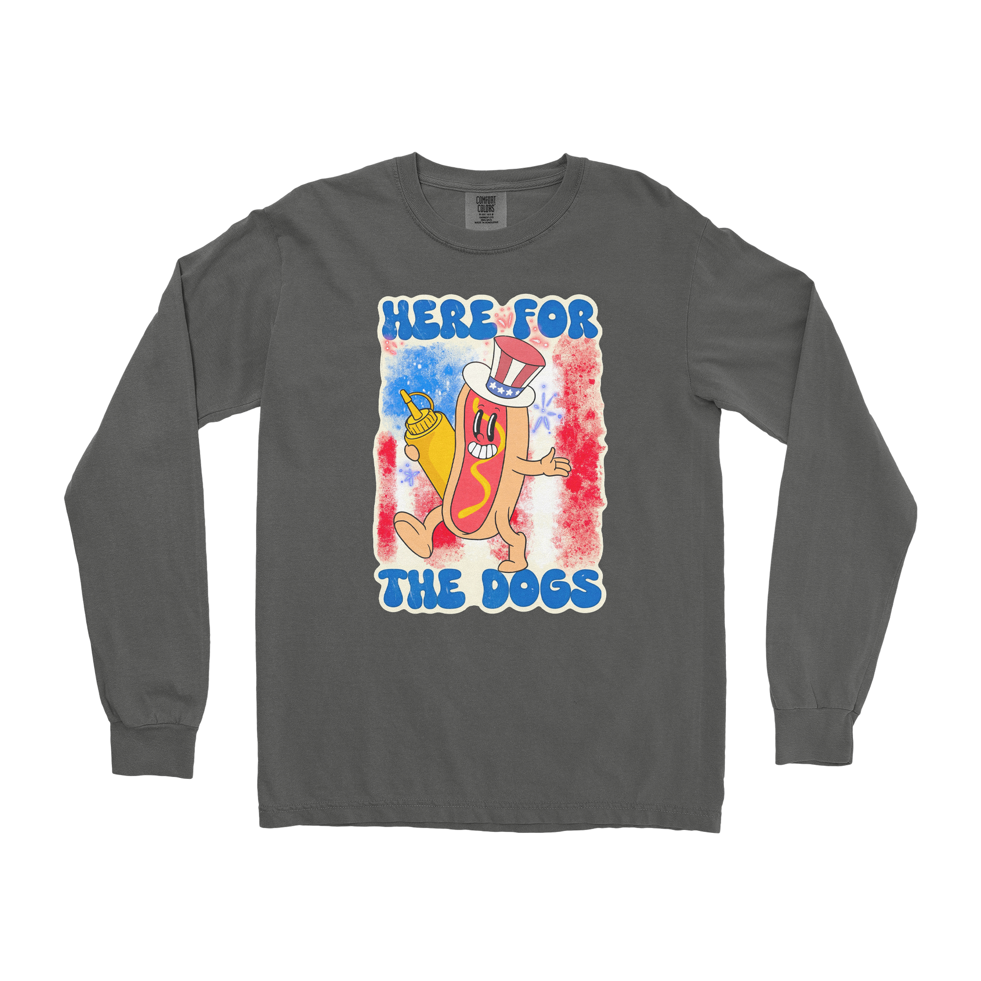 Comfort Colors Long Sleeve Hot Dog in Pepper