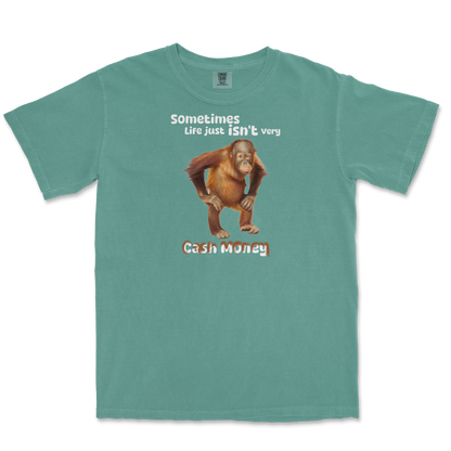 Comfort Colors T-Shirt Cash Money Monkey  in Light-Green