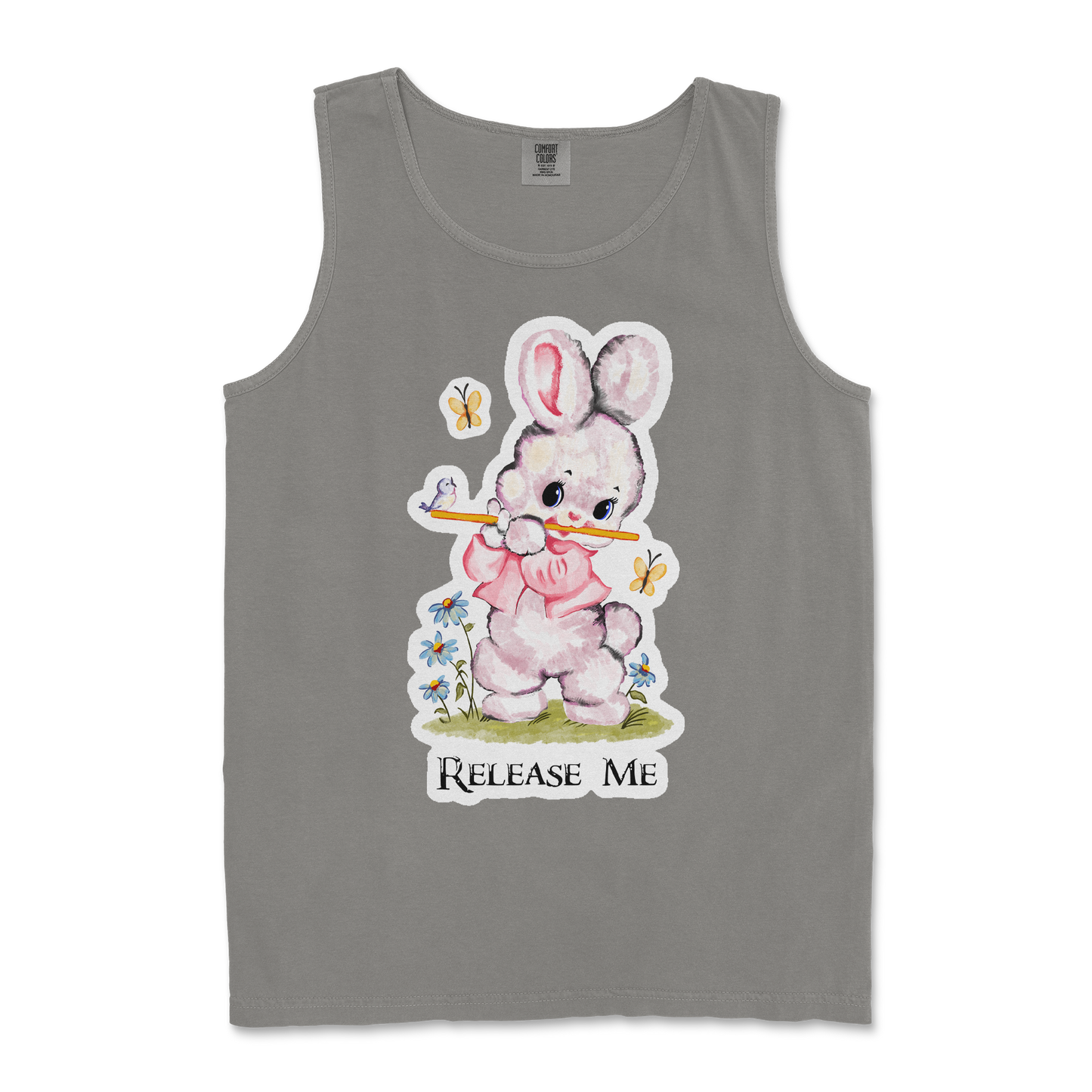 Comfort Colors Tank Top Cute Bunny in Grey