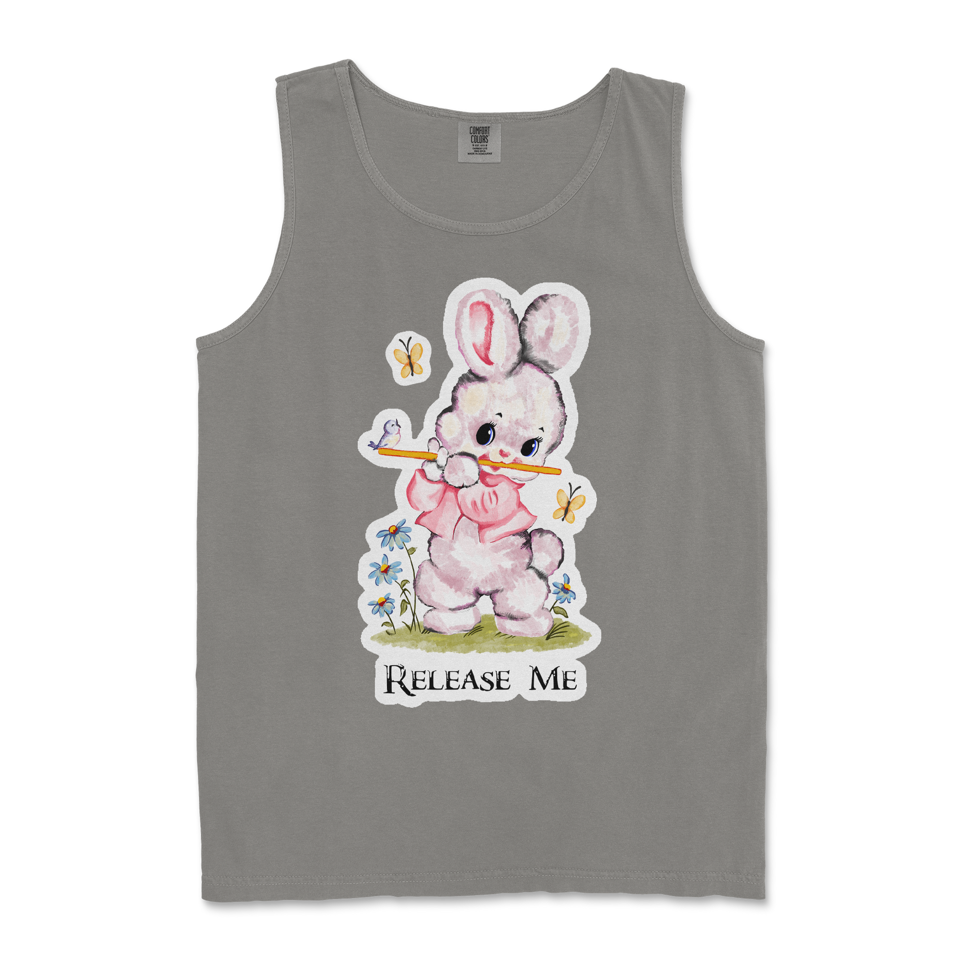 Comfort Colors Tank Top Cute Bunny in Grey