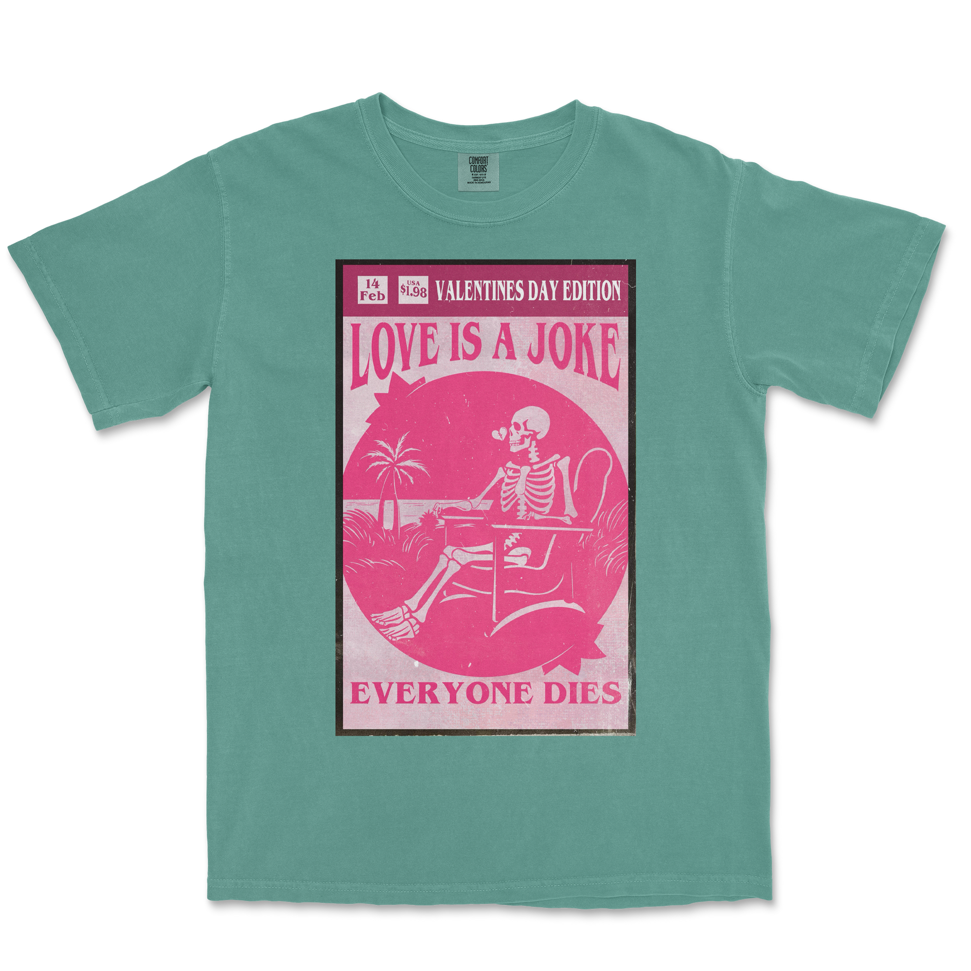 Comfort Colors T-Shirt Love Is A Joke in Light-Green