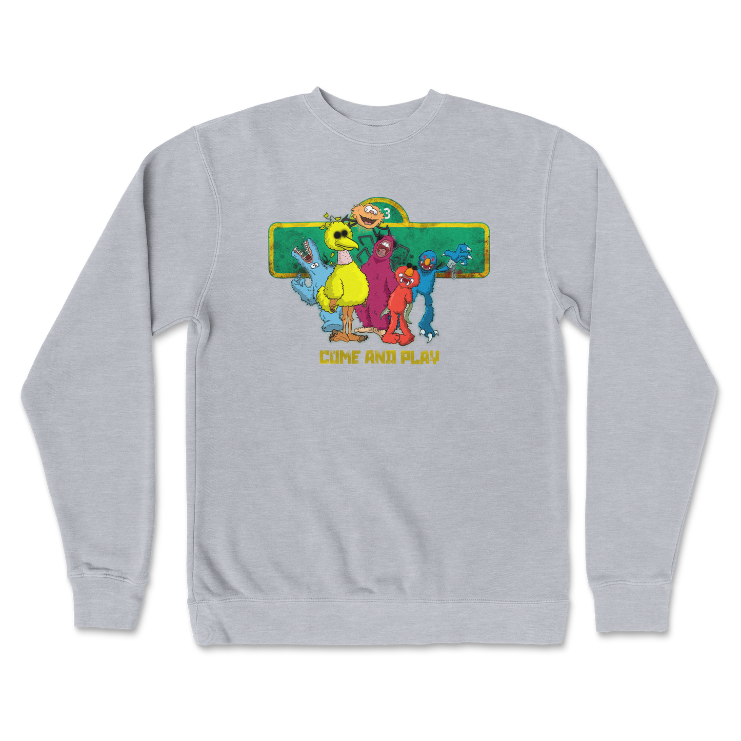 Independent Clothing Co. Crew Neck Cursed Sesame Street in GreyHeather