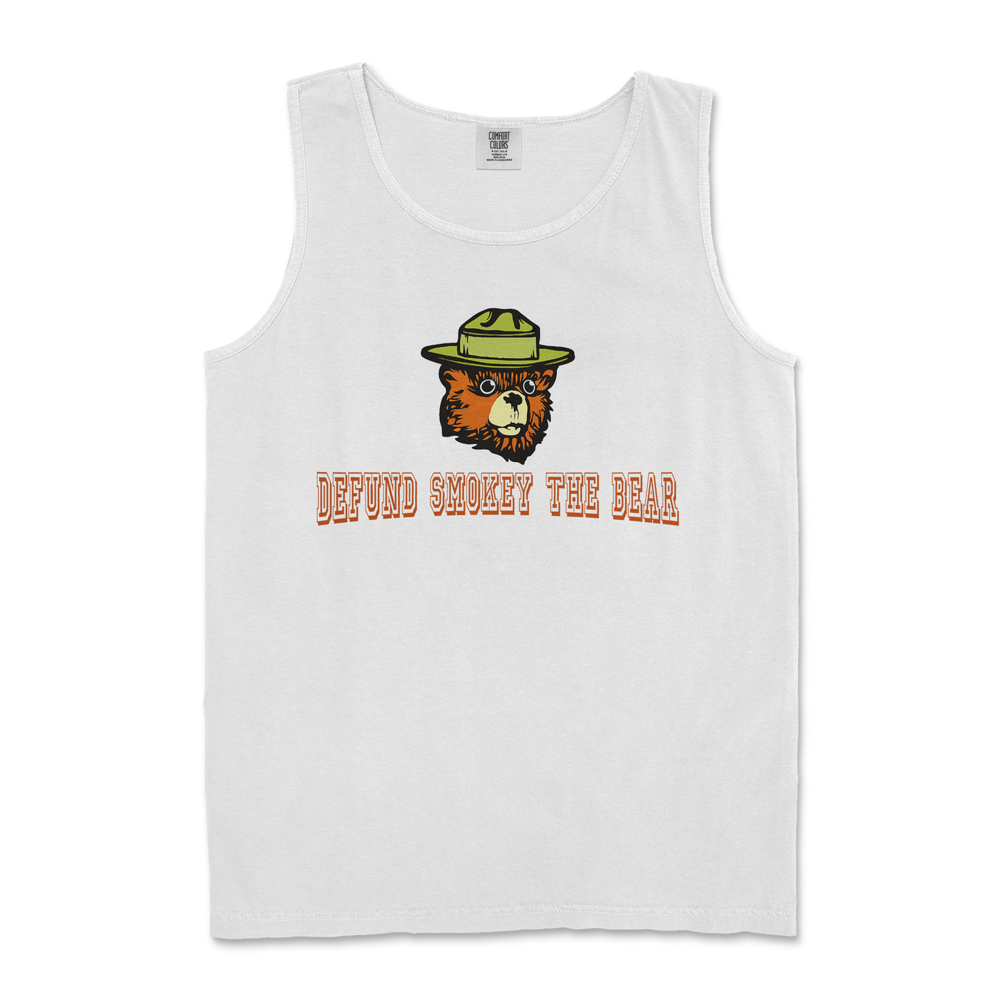 Comfort Colors Tank Top Defund Smokey Bear in White
