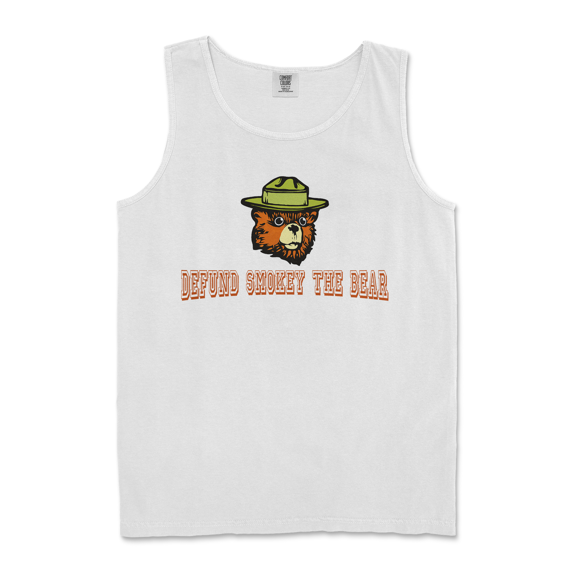 Comfort Colors Tank Top Defund Smokey Bear in White