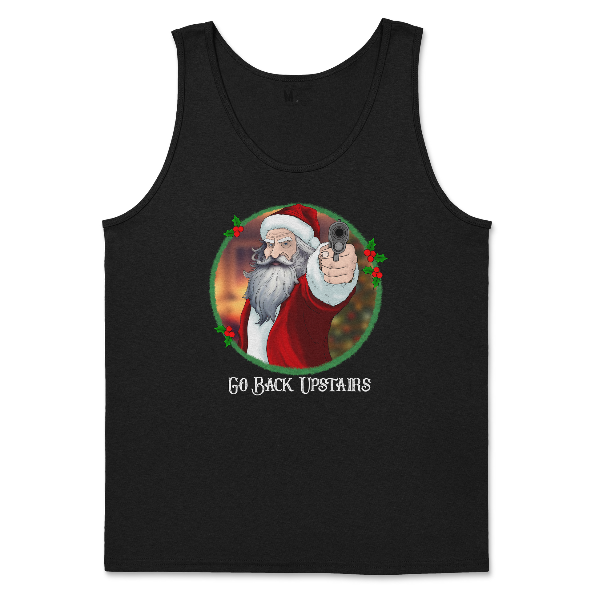 Gildan SoftStyle Tank Top Angry Santa  in Black