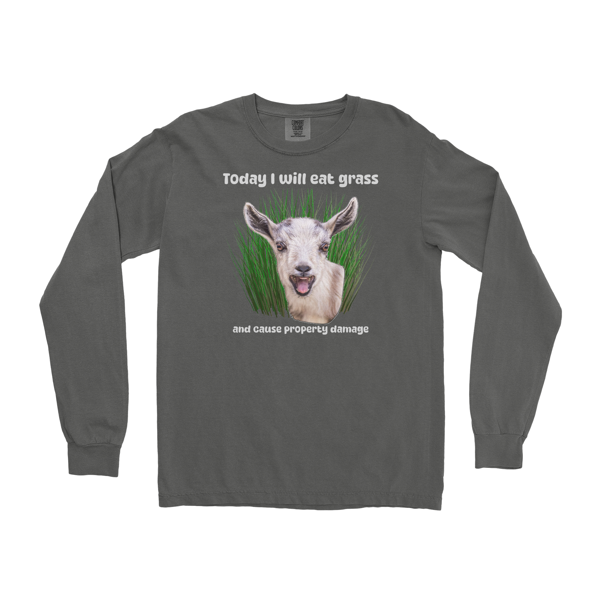 Comfort Colors Long Sleeve Crazy Goat  in Pepper