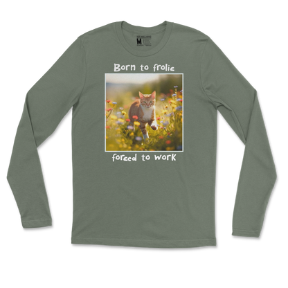 Gildan SoftStyle Long Sleeve Born to Frolic  in Military-Green