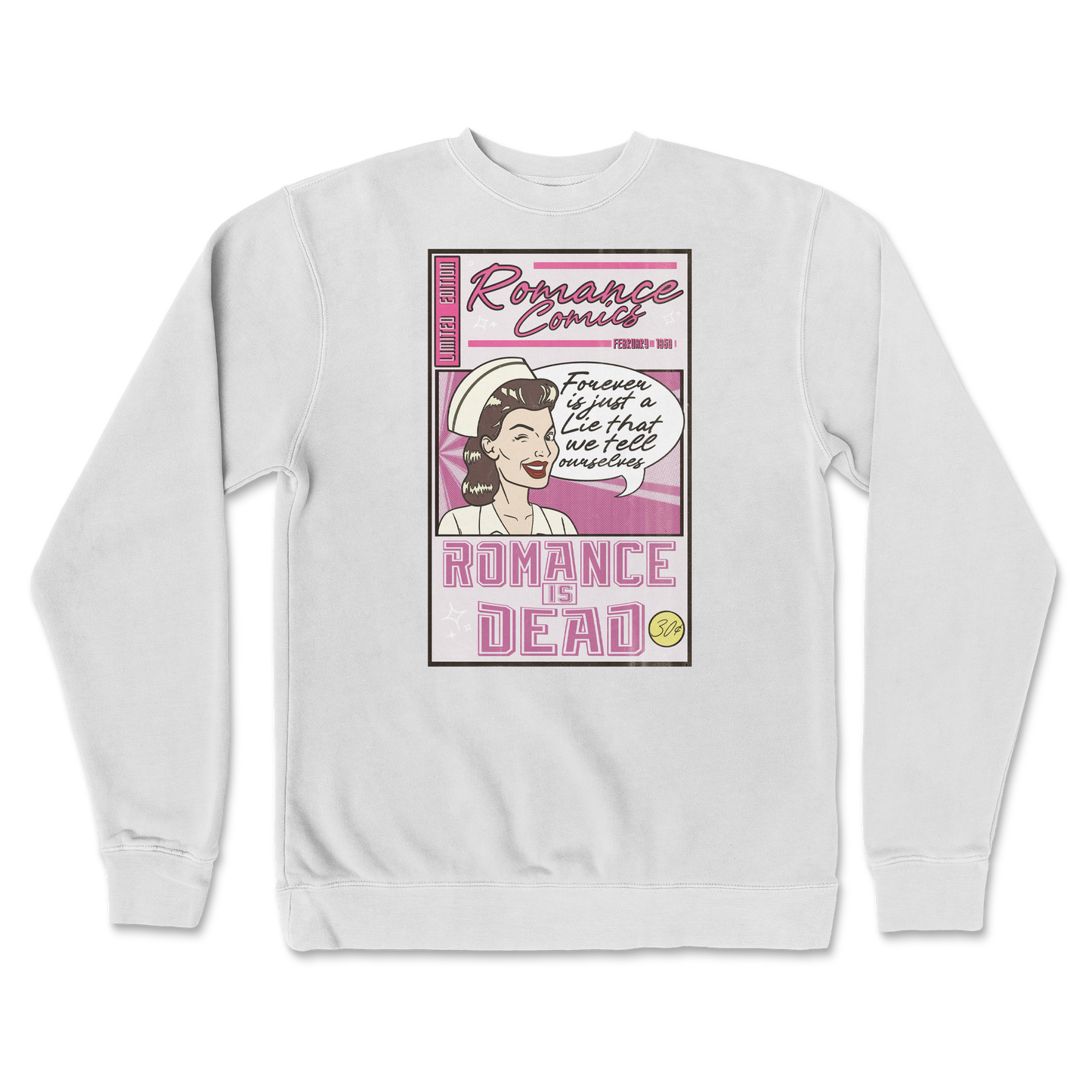 Independent Clothing Co. Crew Neck Romance is Dead in white