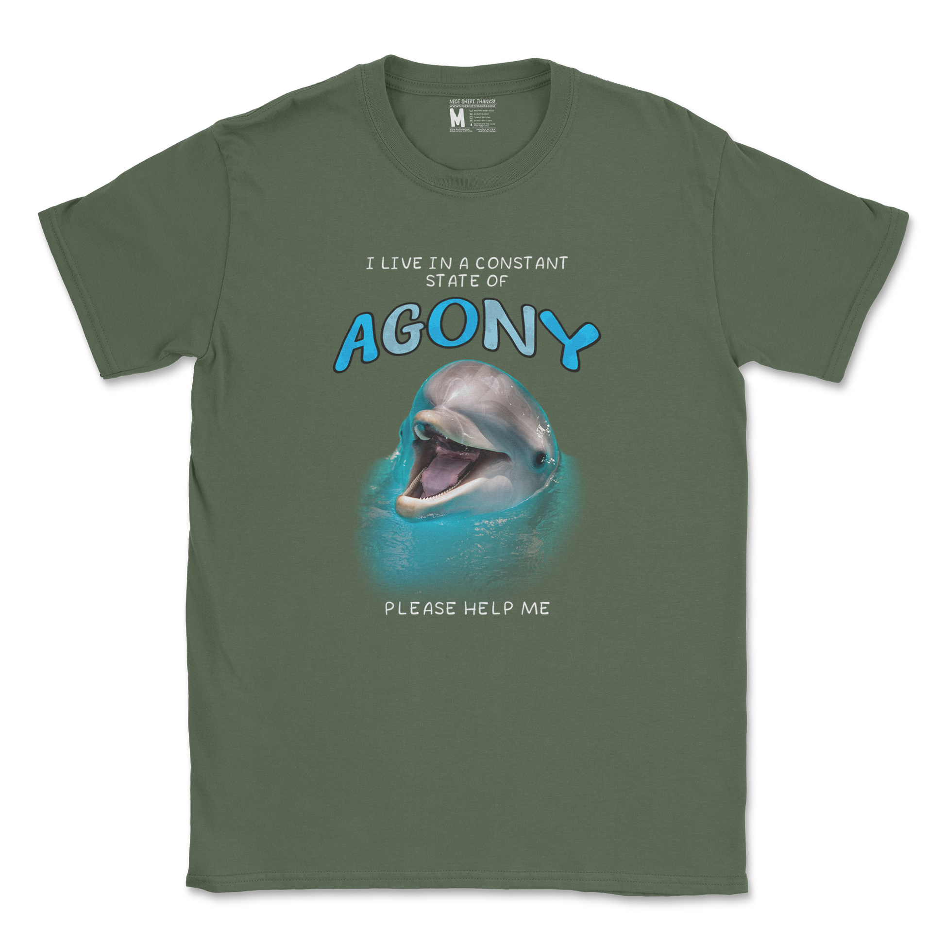 Gildan SoftStyle T-Shirt Agony Dolphin in Military Green