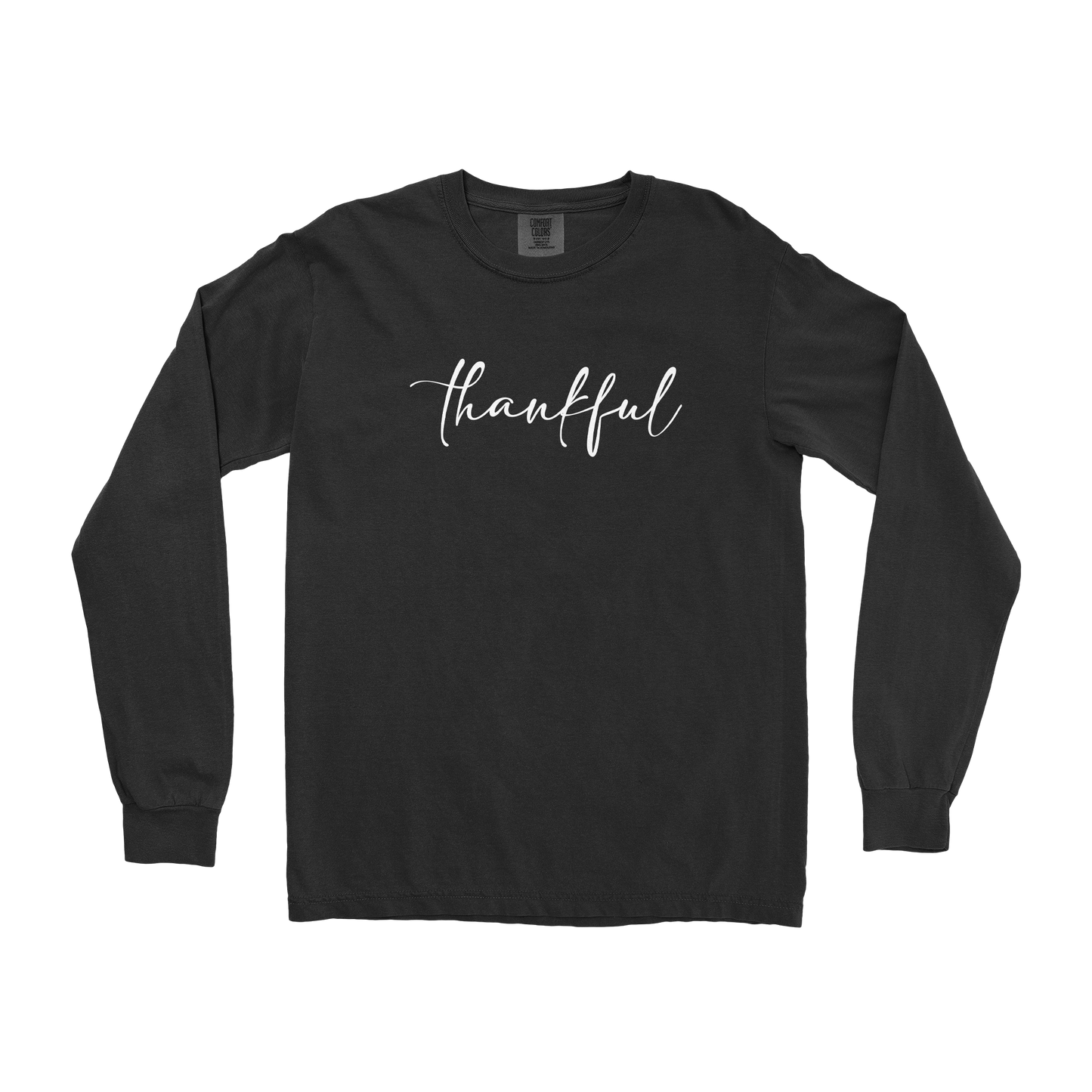 Comfort Colors Long Sleeve Thankful  in Black